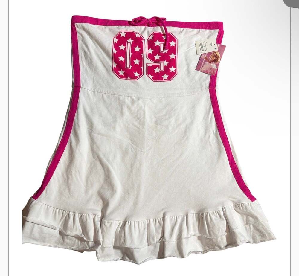 Megan Moroney Cloud 9 Mini Dress White Pink Star Graphic Skater Romper Size Smal